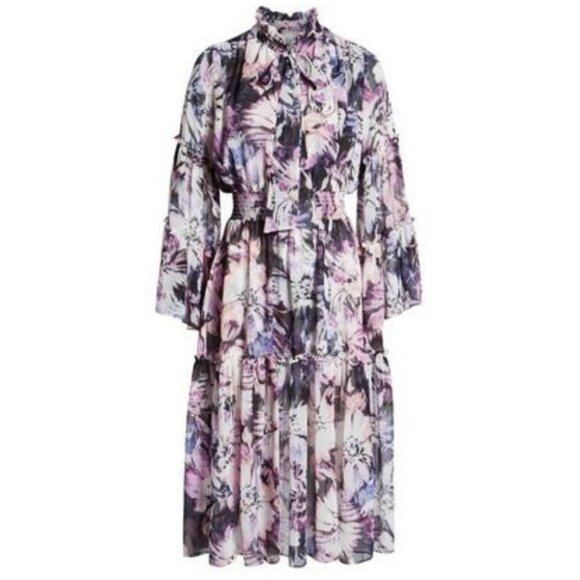 💕MISA LOS ANGELES💕 Merce Dress ~ Purple Floral Print Large EUC - Picture 12 of 12